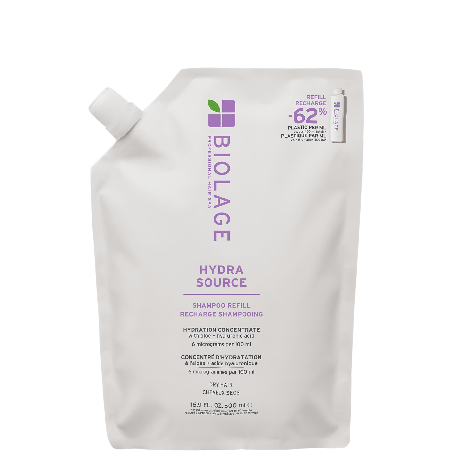 Рефил шампуня Biolage Hydra Source для сухих и ломких волос, 500 мл фото 1