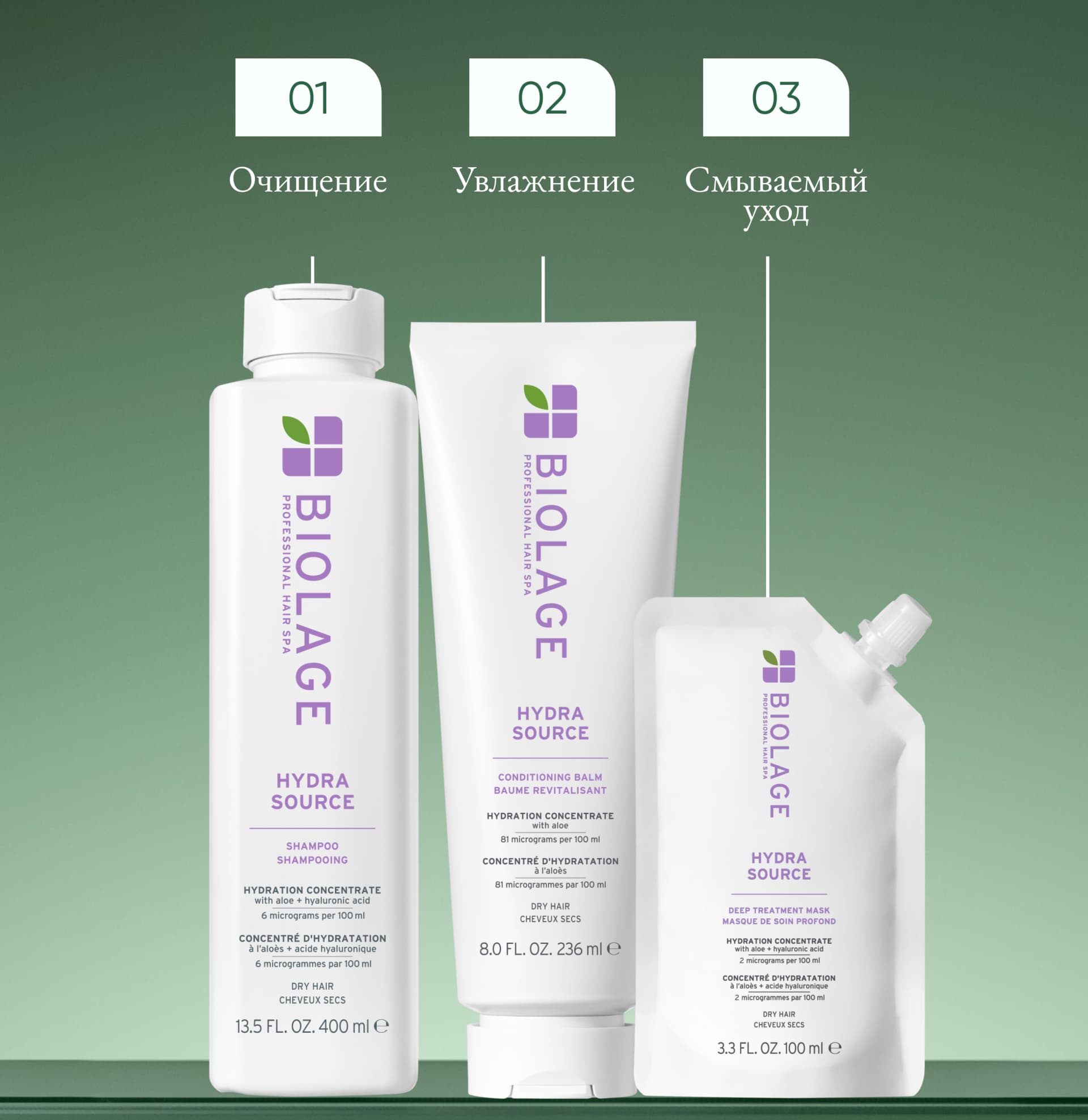 Рефил шампуня Biolage Hydra Source для сухих и ломких волос, 500 мл фото 4